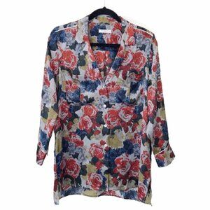 Equipment Sonny 100% Silk Rose Floral Button Down